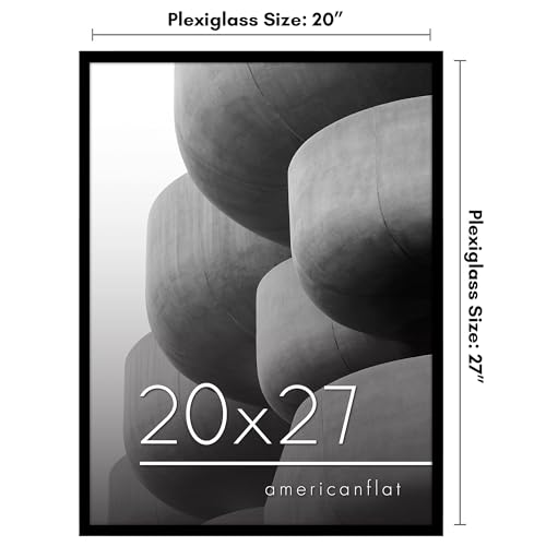 Americanflat 20x27 Picture Frame with Polished Plexiglass - Streamline Collection - Thin Border Picture Frame for Wall Display - Hanging Hardware Included - Black