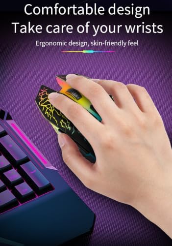 TukeSM Six-Button Rechargeable Wireless Crack Glowing Computer Gaming Mouse (Gaming Dual-Mode Charging Model-Black) - 5