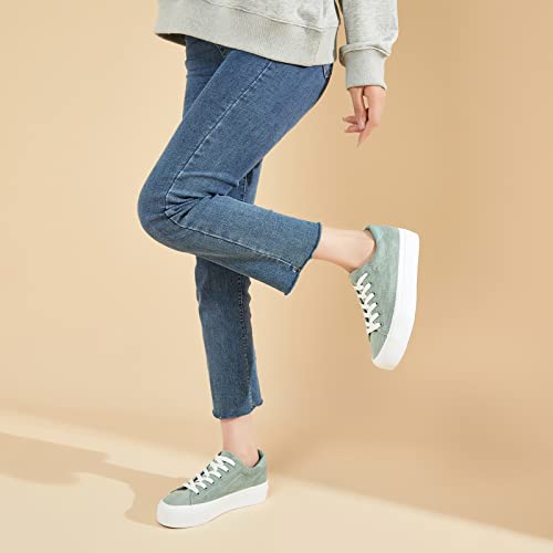 Image of THATXUAOV Womens Platform Sneakers White Tennis Shoes Casual Low Top Fashion Sneakers