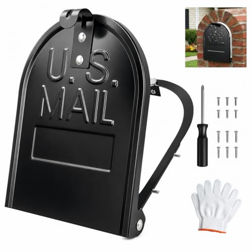 6 1/4 W x 8 1/4 H Mailbox Door Replacement Panel Black Galvanized Steel Snap-in Front Door with Flat-Head Screws Easy No-Drill Kit for Standard Residential Curbside & Brick Mailboxes