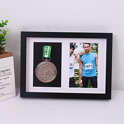 Wanlian Frame To Display Medals,Sports Medal 3D Box Photo Frames,Picture Framing Direct Black And Walnut Color 3D Deep Box Frame To Display War/Military/Sports Medals (1 Medal + 1 Photo) (Black) #TOP1
