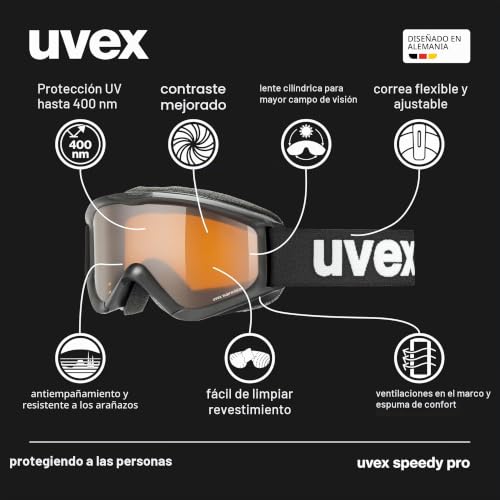 Miniatura 2 de Uvex Speedy Pro, Gafas De Esquí Infantiles, Con Mejora Del Contraste, Campo Visual Ampliado Antivaho, White Lasergold, One Size