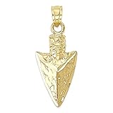 10k Solid Gold Spearhead Pendant for Necklace, Dainty Native American Jewelry, Arrowhead Charm Good Luck Gift for Her