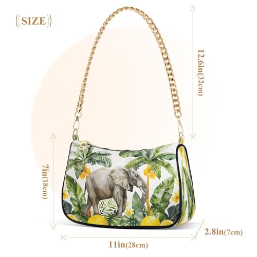 Image of Shoulder Bags for Women Vintage Yellow Lemon Fruit and Blue Print Hobo Tote Handbag Small Clutch Purse with Zipper Closure