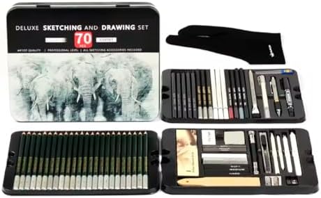 Kit de Desenho Completo 70 Peças – Estojo Profissional com Lápis ...