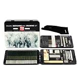 Kit de Desenho Completo 70 Peças – Estojo Profissional com Lápis de Grafite e Carvão, Esfuminhos, Borrachas e Acessórios – Conjunto de Arte para Iniciantes e Artistas Premium