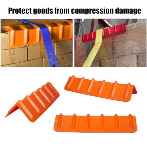 Image of Flatbed Edge Protectors 8 inch x 8 inch x 36 inch, V Shaped Winch Ratchet Straps Plastic Corner Protector for Flatbed Cargo Load (Orange, 10 - Pack)