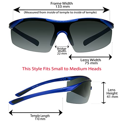 proSPORT Sport Sunglass Semi Rimless Lightweight Smoke Blue Frame Golf, Fishing, Running, and Cycling2
