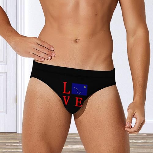 Love Alaska State Flag Mens Swim Briefs Quick Dry Triangle Trunks Swimsuit Swimming Bikini Swimwear4