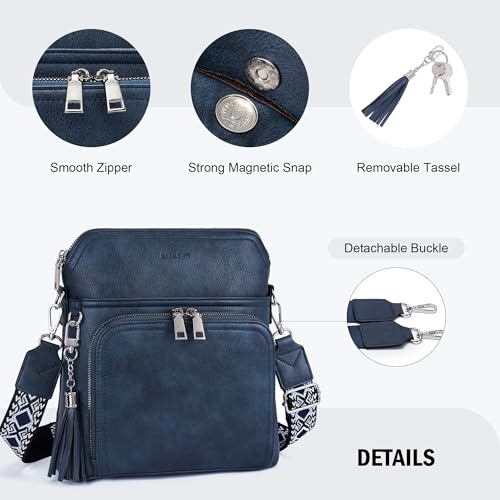 Roulens Crossbody Purse for Women Vegan Leather Medium Crossbody Wallet Bag for Travel Women Shoulder Handbags with Tassel — view 6
