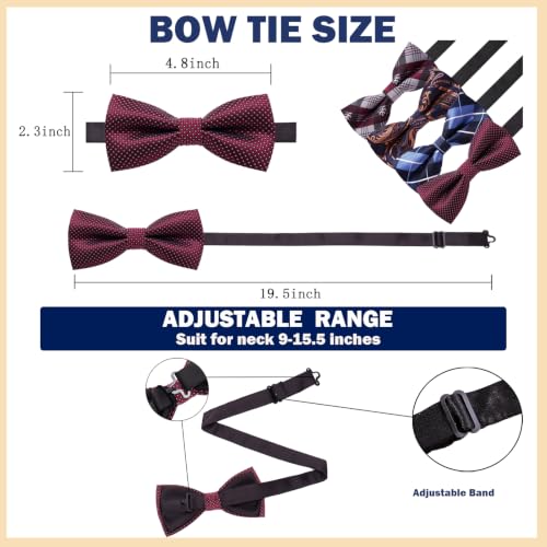 Image of AUSKY 8 PACKS Elegant Adjustable Pre-tied Bow Ties for Men Boys (1&4&5&6&8 Pack for option)
