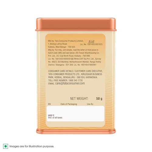 Image of 1868 by TATA Tea Darjeeling Rare Wonder, Pure Darjeeling Black Tea, Hand Rolled, Whole Loose Leaf, Second Flush, Muscatel Flavour, From House of TATA (25 Cups /50g) (Pack of 3)