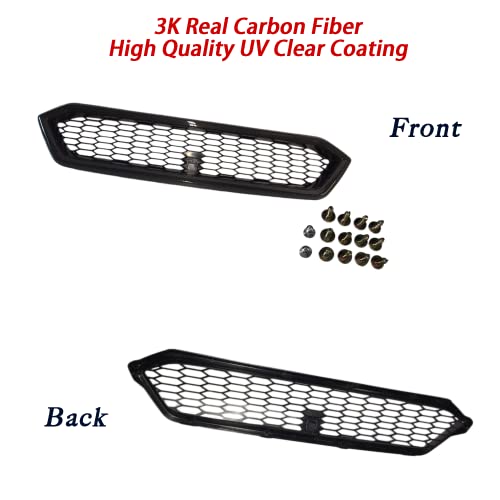 Gogocarbon Replacement Upper Front Bumper Grille Carbon Fiber Frame Abs Honeycomb Pattern Compatible For Wrx/Wrx Sti 2018-2021 Clear Coating Uv Coating Updated Aggressive Look Screws Included #TOP7