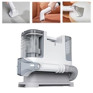 Machine de nettoyage portable avec aspiration puissante de 9 kPA, légère et portable pour le nettoyage de canapé, tapis et tissus d'ameublement, comprend 2 têtes de brosse et un réservoir d'eau