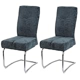 CHEFGASTRO 2er-Set Esszimmerstuhl gepolstert HxBxT 105x46x60cm Sitzhöhe 53cm Metall Stoff/Textil Chenille Blau-Grün Küchenstuhl Freischwinger Stuhl...