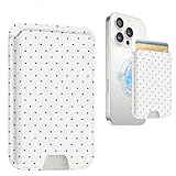 SANHERW Compatible with Magsafe Wallet Magnetic Card Holder,Cute Leather Polka Dot Phone Wallets with Women Girl for iPhone 16/15/14/13/12 Series Slim for Apple Mag RFID Magnet, Fit 3 Cards