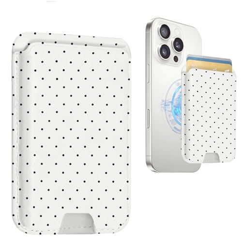 SANHERW Compatible with Magsafe Wallet Magnetic Card Holder Cute Leather Polka Dot Phone Wallets with Women Girl for iPhone 16/15/14/13/12 Series Slim for Apple Mag RFID Magnet Fit 3 Cards