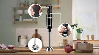 Bosch Frullatore a Immersione MS6CB6110, Potente Motore da 1000 W, 12 Impostazioni di Velocità, Impugnatura Ergonomica, Lama a 4 Ali, Pratico Bicchiere Graduato, Piede Mixer in Acciaio Inox, Nero