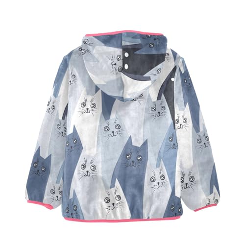 OTVEE Gray and Blue Cats Kids Hoodie Jacket Fall Spring Full Zip Warm Outwear Coat2