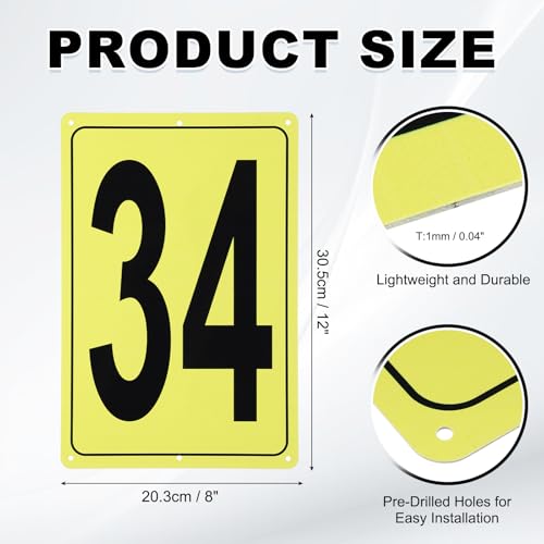 Placa de aluminio número 34 marcador de área grande rectangular 12x8 para pared o poste 2