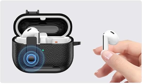 Rongep Samsung Galaxy Buds 3-Pro-3 FE için Guard-Stant Kulaklık Kılıfı Çizilme ve Darbe Önleyici Buds 3 Pro Koruyucu Rahat Tutuş Sağlayan Kilit Tasarımlı Deri Görünümlü Buds 3 Pro Kılıfı (Siyah)