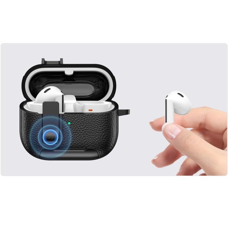 Rongep Samsung Galaxy Buds 3-Pro-3 FE için Guard-Stant Kulaklık Kılıfı Çizilme ve Darbe Önleyici Buds 3 Pro Koruyucu Rahat Tutuş Sağlayan Kilit Tasarımlı Deri Görünümlü Buds 3 Pro Kılıfı (Siyah)