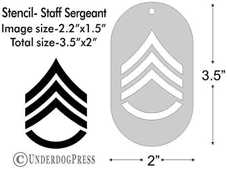 Stencil- Staff Sergeant, 2.2x1.5 Inch Image on 3.5x2 Border, Size 1