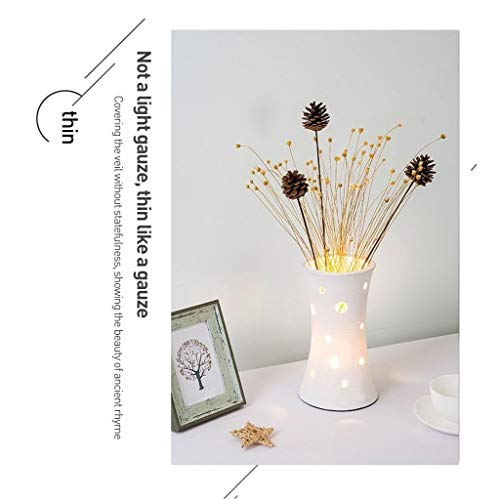 Mdrbb Table Lamp Ceramic Table Lamp,Bedside Lamp Table Lamp,Push Button Switch/Dimmer Switch Two Modes,With Flowers And Without Flowers Nightstand Lamp (Color : Button Switch A Pine Cone Flower) #TOP4