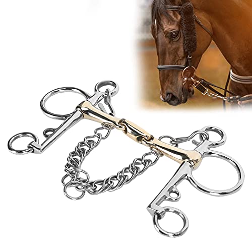 Evtscan Horse Bits Snaffle, Stainless Steel Pelham Horse Bit Accessory, Jointed Silicon Brass Connector Accessory Equestrian Beginner #TOP3