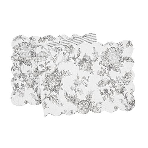 C&F Home Miriam Slate Quilted Reversible Rectangle Table Runner Grey And White Damask Elegant Reverse To Grey And White Stripe Gray #TOP28