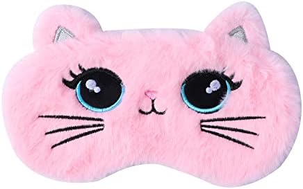 Royal Hong Beauty Cute Plush Sleep Mask Kids, Girls Sleep Mask, Kids Sleep Mask in Travel & Nap, Sleep Mask for Kids & for Women, Sleep Mask Kid, Kids Eye Mask, Soft Blindfold-Big Eye Cat/Pink