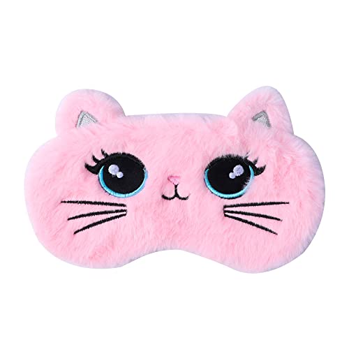 Royal Hong Beauty Cute Plush Sleep Mask Kids, Girls Sleep Mask, Kids Sleep Mask In Travel & Nap, Sleep Mask For Kids & For Women, Sleep Mask Kid, Kids Eye Mask, Soft Blindfold-Big Eye Cat/Pink #TOP9