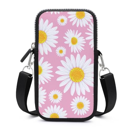 Pochette téléphone marguerites blanches pour vos balades et sorties d'été