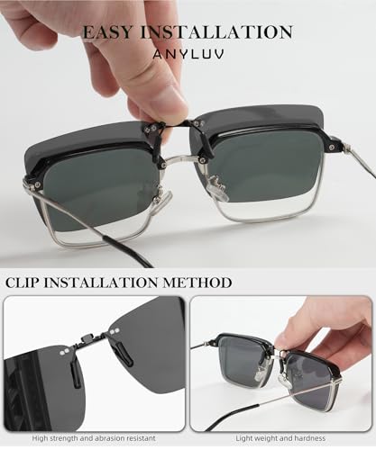 ANYLUV Clip on Polarized Night Vision Sunglasses: Night Vision Driving Sunglasses Non-Flip Up Glasses for Men Women3