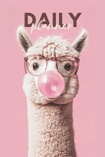 Pink Daily Planner ? Llama With Bubblegum & Glasses: 160-Page Pink Llama Notebook with Bubblegum and Glasses