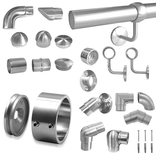 BASIT Wandflansch für Edelstahl Treppen Geländer Wand Handlauf Träger V2A I Wand Boden Flansch für Rohr 42,4mm V2A I Wandanschluss - Rohr WF15 Außendurchmesser 50mm