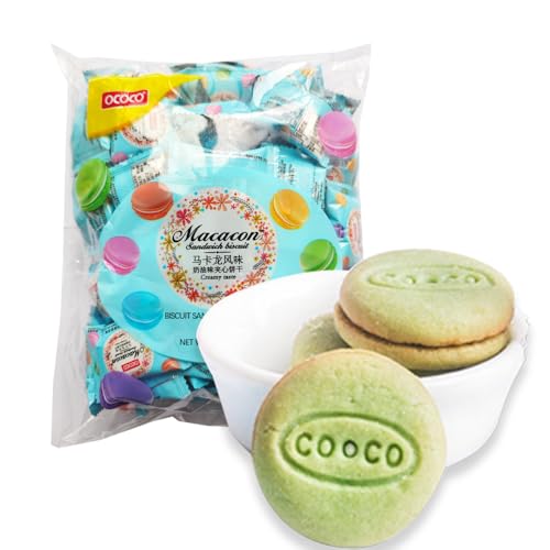 SIJIYUNLI-Cream flavor Macaron Sandwich cookie 376g/13.26oz Loose package of strawberry biscuits，Suitable for parties, gatherings, and other occasions where everyone shares，Includes 60 small bags.