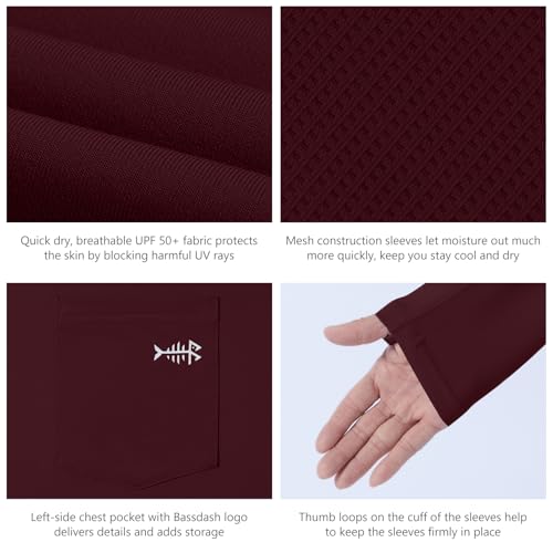 Image of BASSDASH Men's UPF 50+ Fishing Hoodie Shirts with Chest Pocket Lightweight UV Sun Protection Long Sleeve Hiking Sports FS34M
