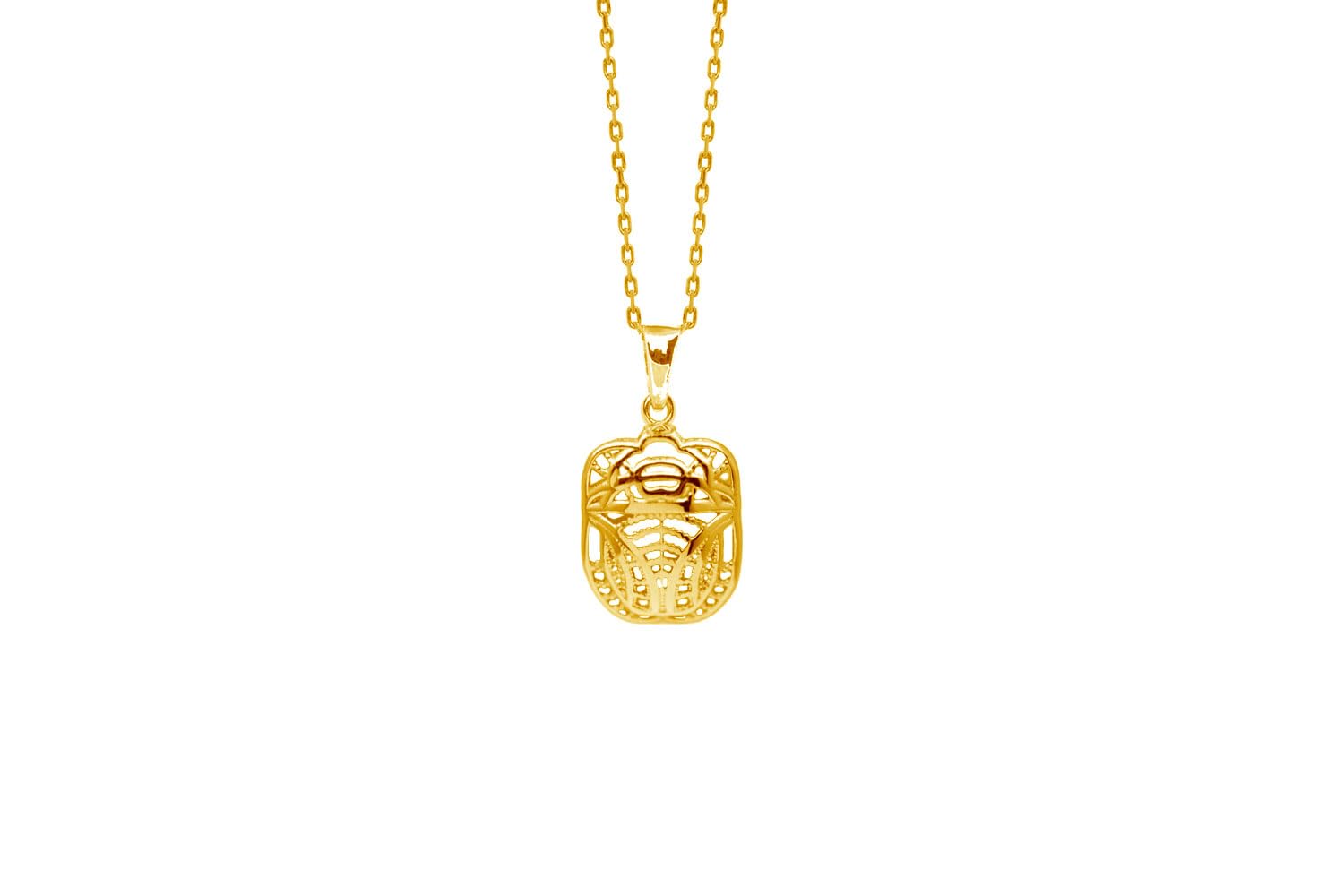 Colgante en Chapado Oro 3 micras 18k - Escarabajo Sagrado del Antiguo Egipto (13 mm x 19 mm)