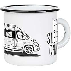Mugsy I Emaille Eat Sleep Camp Explore Drive Repeat - Taza de camping (330 ml), diseño de Campervan