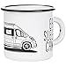 Produktbild Mugsy I Emaille Tasse Eat Sleep Camp Explore Drive Repeat in Weiß, 330 ml, Camping Tasse mit Spruch I Campervan Motiv (Wohnmobil/Kastenwagen)