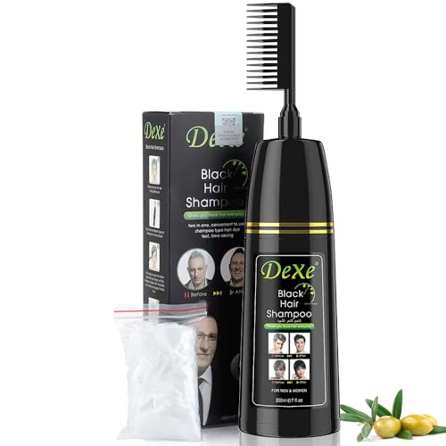 Instant Black Hair Shampoo gentle botanical formula - ammonia free - unisex hair color shampoo - quick and easy - lasts 30 days 3-in-1 black hair color (200ml Bottle)