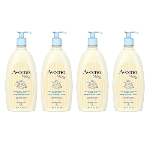 Image of Aveeno Baby Daily Moisture Lotion with Natural Colloidal Oatmeal & Dimethicone, Fragrance-Free, 18 fl. Oz (Pack Of 4)