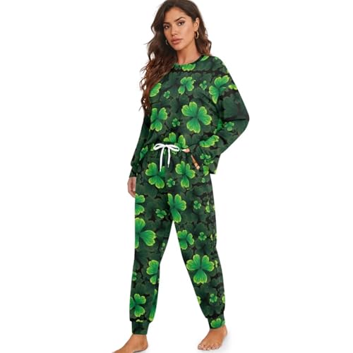 Image of Women's Pajamas Set Soft 2 Piece Loungewear Long Sleeve Pj Set Matching Sleepwear with Pockets for Women Plus Size