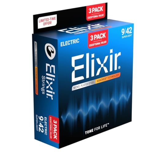 Elixir �G���N�T�[ �G���L�M�^�[�� 3�Z�b�g �v�����[�V�����p�b�N NANOWEB Super Light .009-.042#16566 (12002 3�Z�b�g) �y�������K�i�z