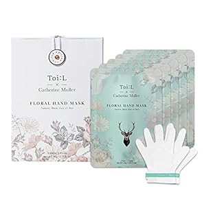 TOI:L x Catherine Muller Floral Hand Mask Glove 5 Pairs, Premium Hand care, Intensive Moisturizing, Nourishing…