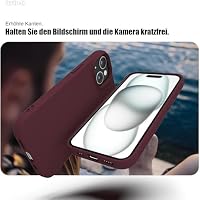Zuvirelx Silikon Handyhülle für iPhone 15 Hülle, Weiches Griff, Dünne, Minimalistisch, Stoßfest, rutschfest, Taschenpassend - Burgunderrot – Ansicht 3