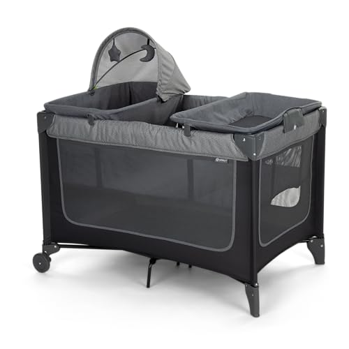 Safety 1st 4-in-1 Portable Play Yard with Bassinet, Portable Bassinet, and Flip-Away Changer, Gray - image 1