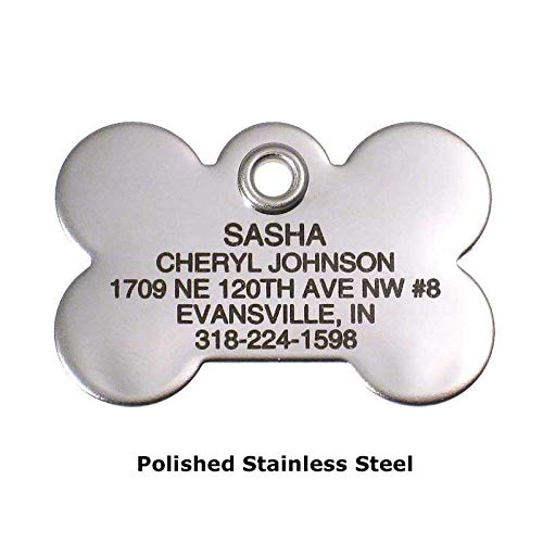 LuckyPet Pet ID Tag - Stainless Steel Bone: Mirror Finish - Custom Engraved Metal Dog ID Tags - Engr - //coolthings.us