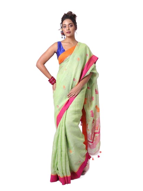 Image of SWORNOF Women's Pure Silk Saree With Blouse Piece